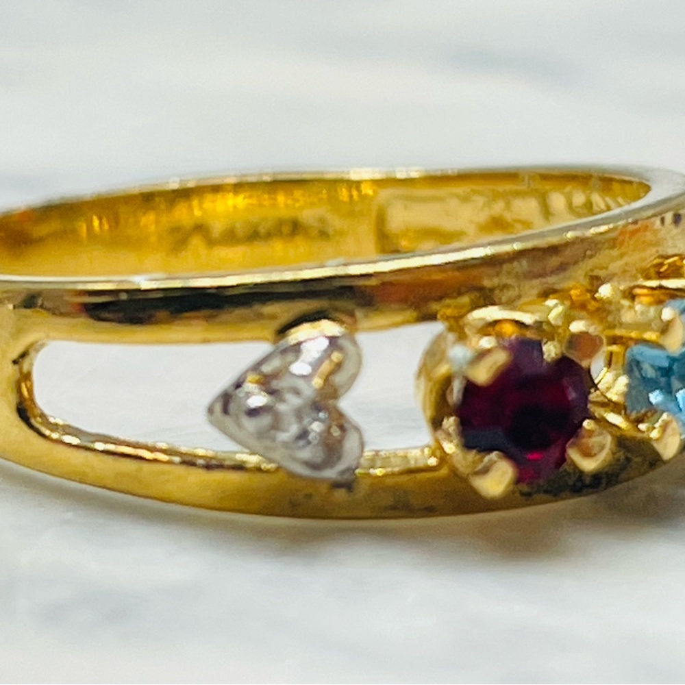 Vintage Sample Mother’s Ring Gold Plated Brass Size 6 Birthstone Style - Picture 5 of 13